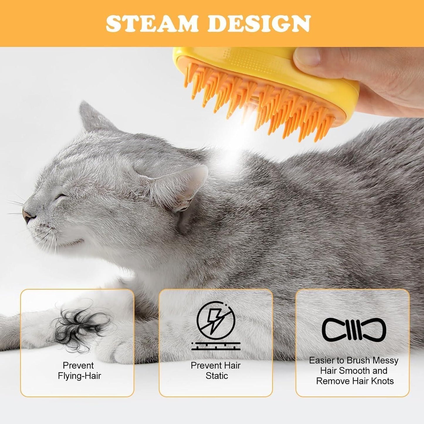 Steaming Pet Hairbrush - Your Pawfect World